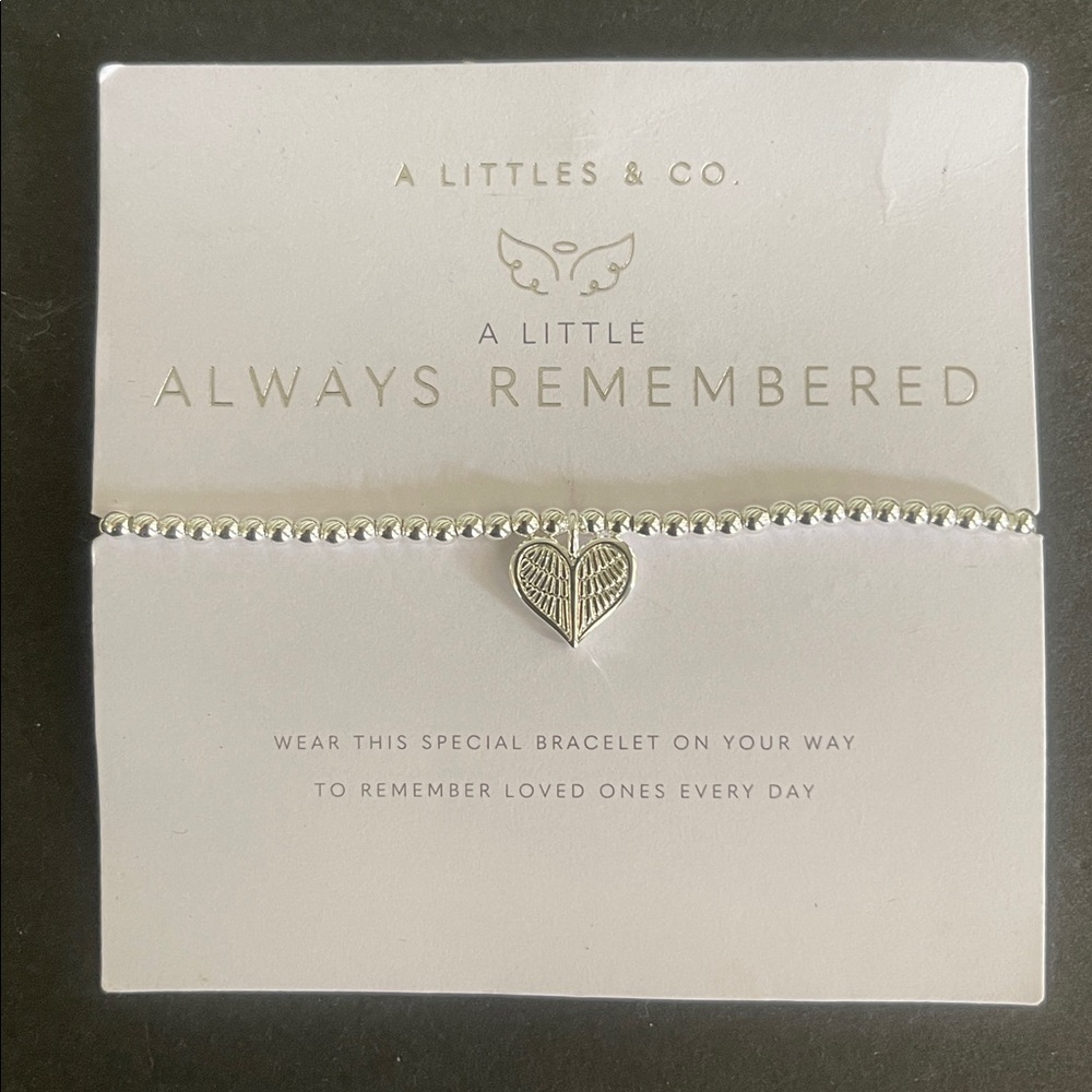 NWT Katie Loxton Silver Heart Beaded Bracelet- ALWAYS REMEMBERED
